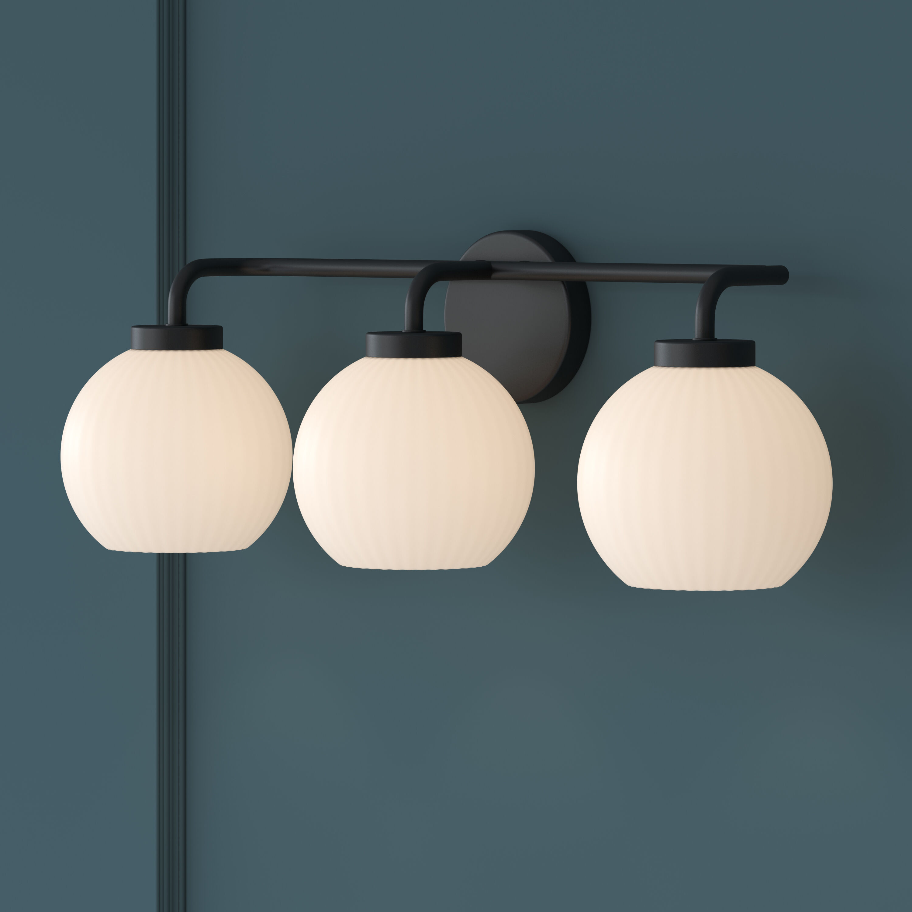 Oprah 3 Light 24 inch Matte Black Bathroom Vanity Light Wall Light